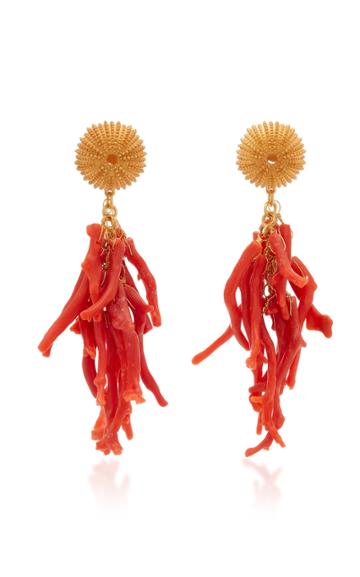 Crysellas De La Mer 14k Yellow Gold Coral Earrings