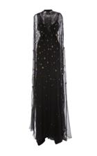 Alberta Ferretti Embellished Cape Overlay Gown