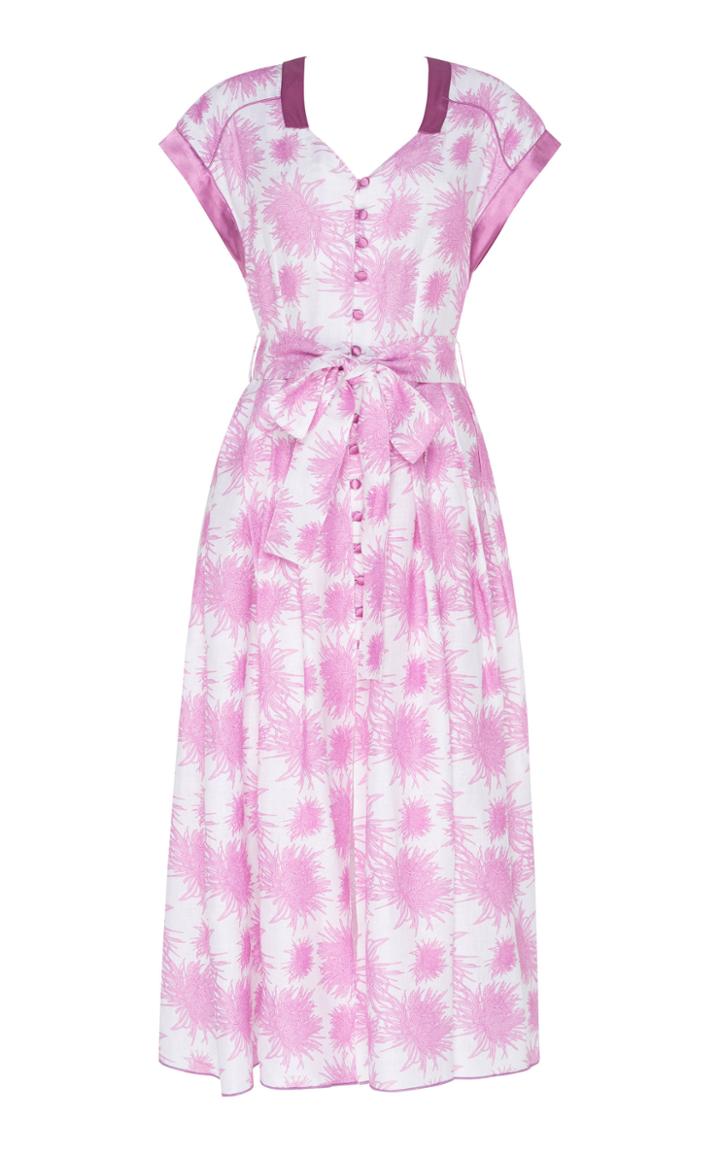 Gl Hrgel Pleated Linen Maxi Dress
