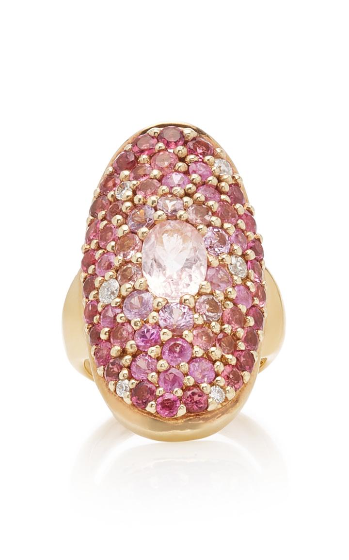 Sylvie Corbelin Marquise Palace 18k Gold Tourmaline Sapphire And Diamond Ring