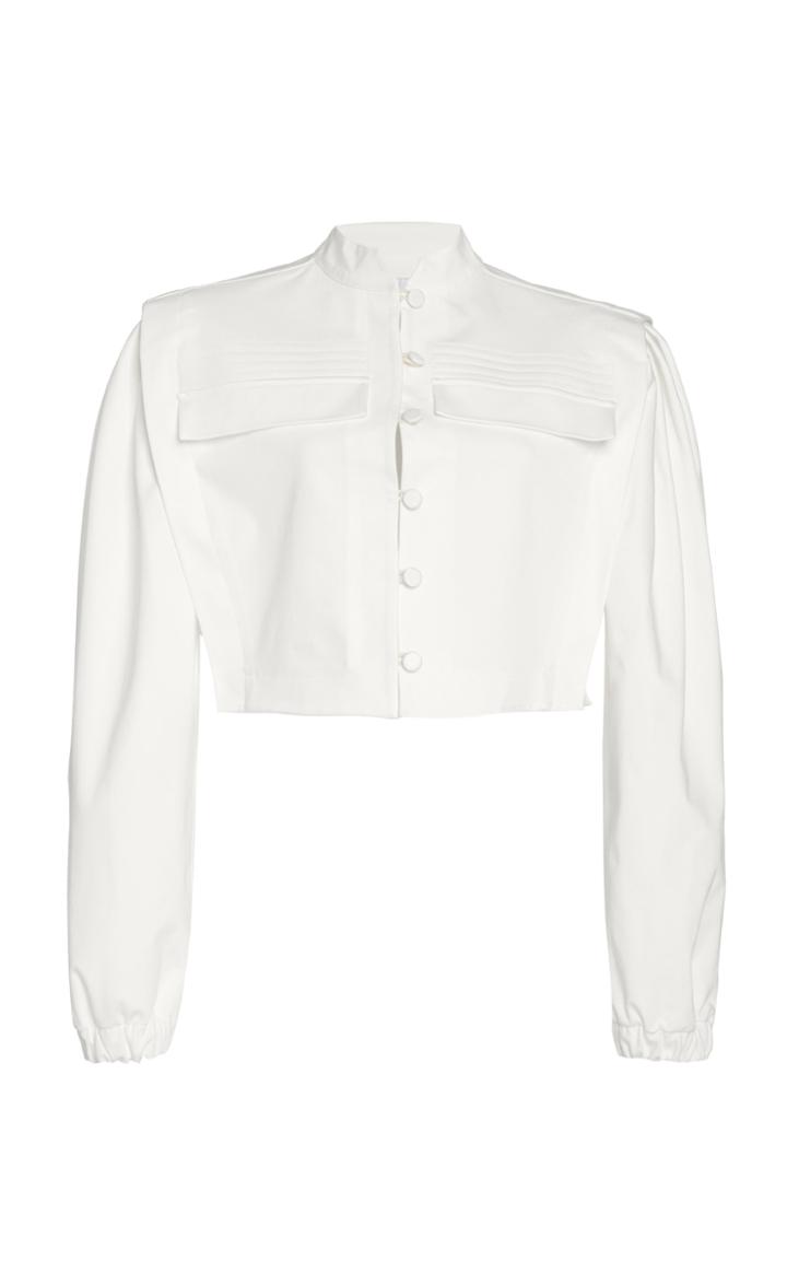 Moda Operandi Piece Of White Selena Button Detailed Crop Shirt