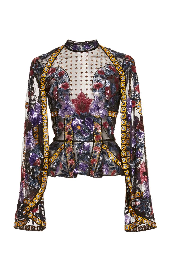 Moda Operandi Zuhair Murad Guinevere Beaded-embroidered Tulle Cape Top