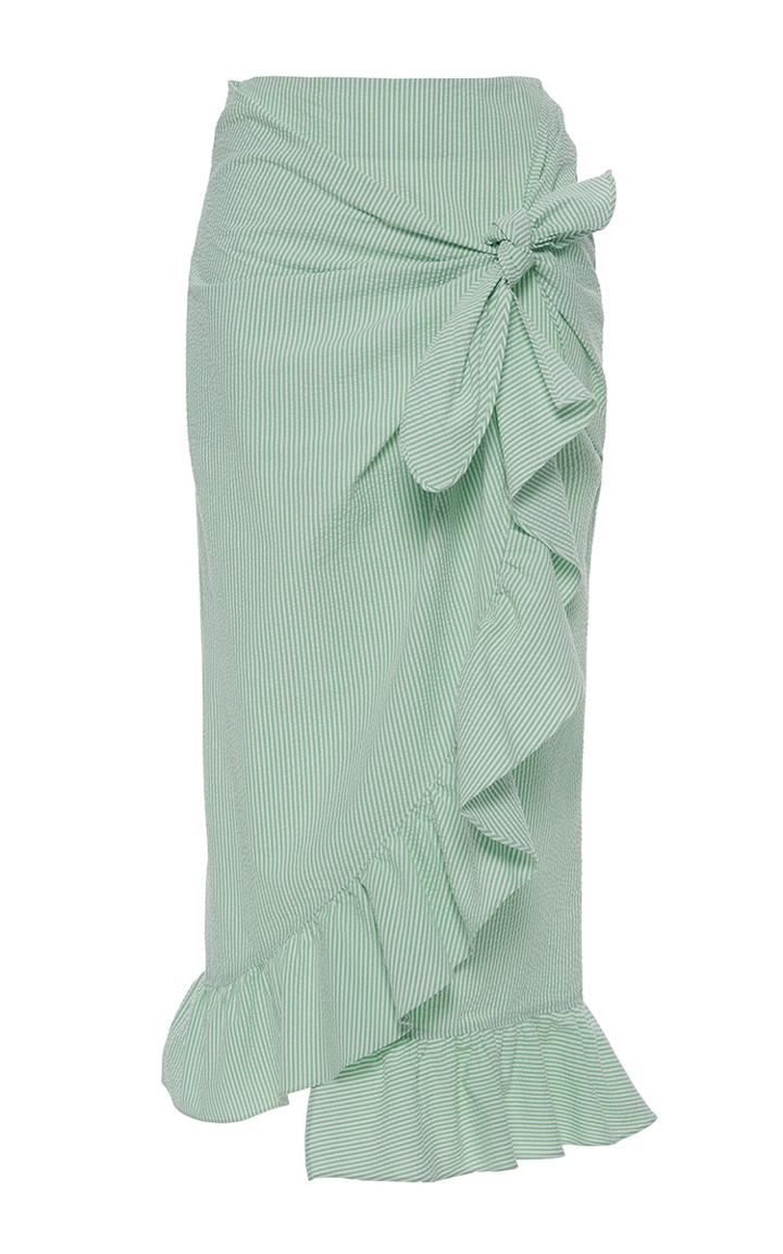 Vivetta Camoscio Ruffled Seersucker Midi Skirt