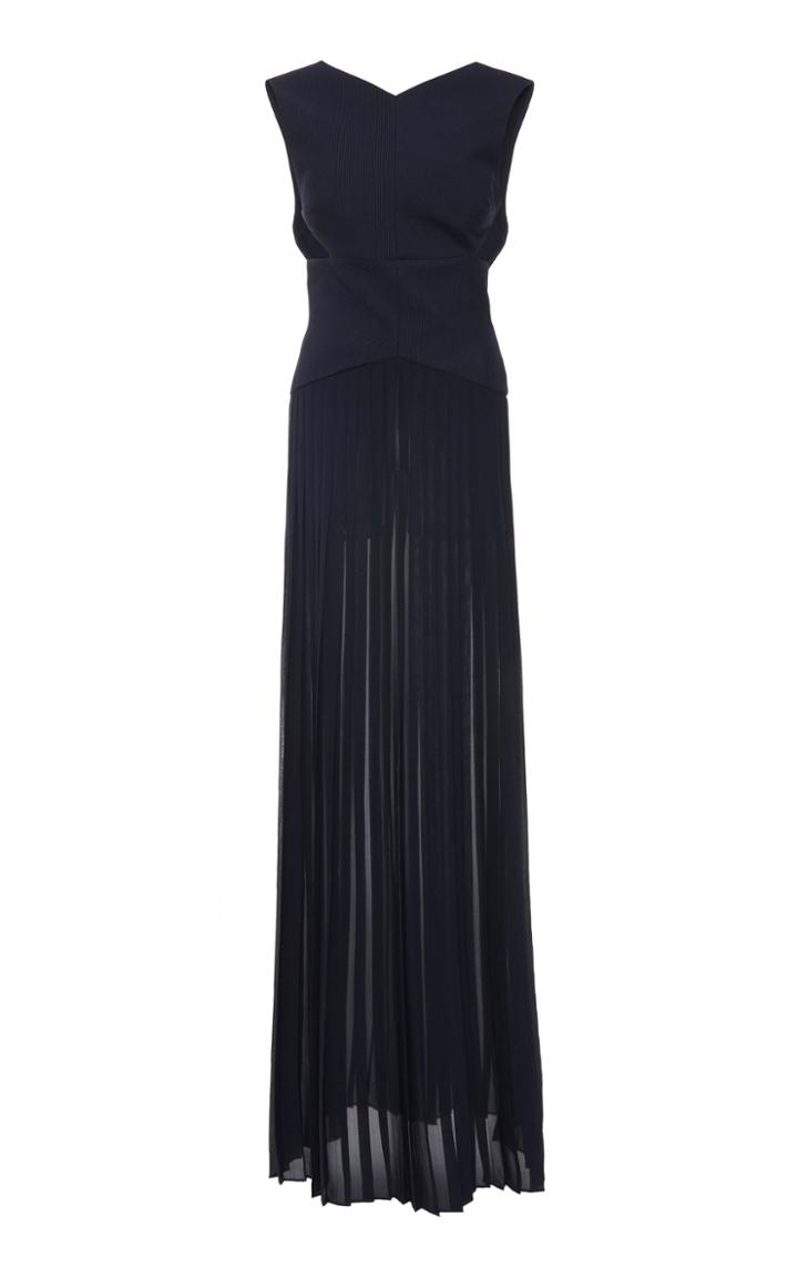 Gabriela Hearst Liliya Pleated Cutout Ribbed-knit Gown