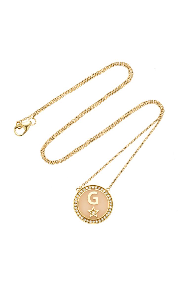 Andrea Fohrman Custom Enamel And Diamond Initial Necklace