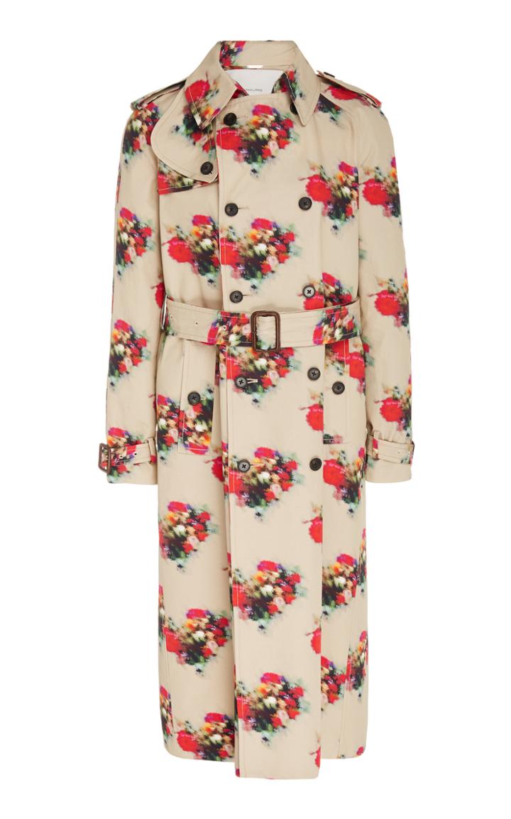 Adam Lippes Printed Double Breasted Cotton Twill Trench