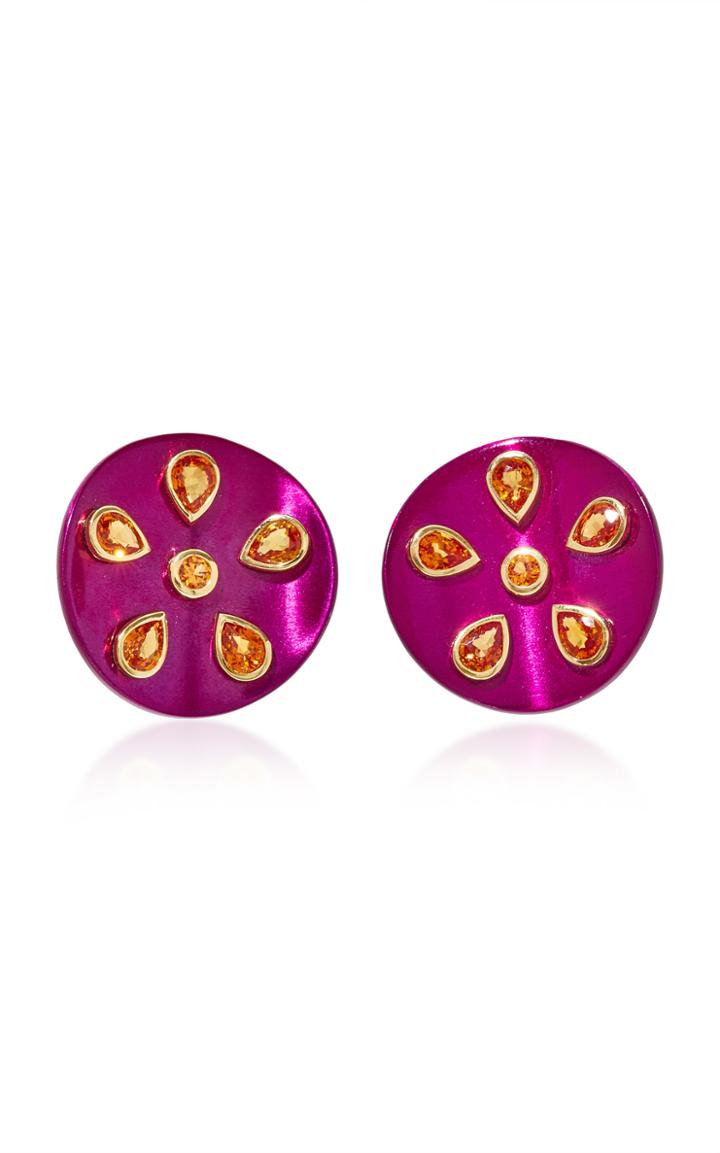 Sabbadini Purple Pois Earrings With Orange Sapphires