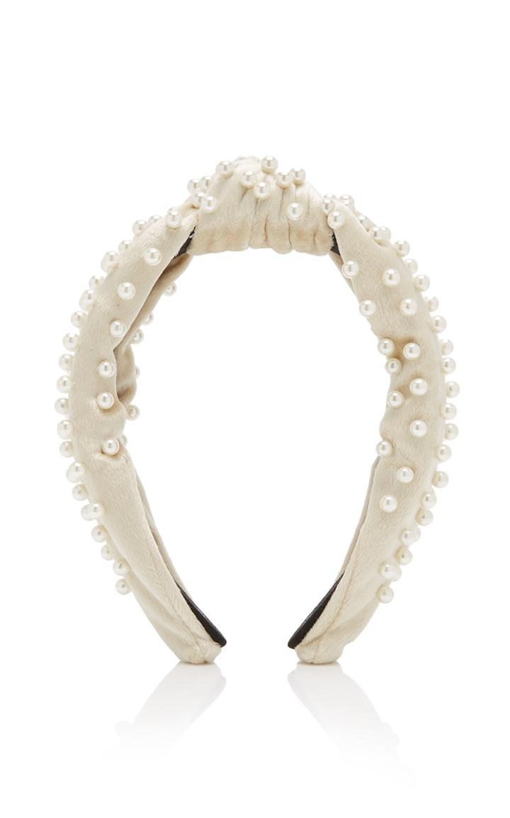 Moda Operandi Lele Sadoughi Pearl-embellished Velvet Headband