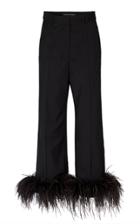 Moda Operandi Michael Lo Sordo Feather-trimmed Cady Straight-leg Pants Size: 4