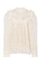 Needle & Thread Esme Embroidered Tulle Top