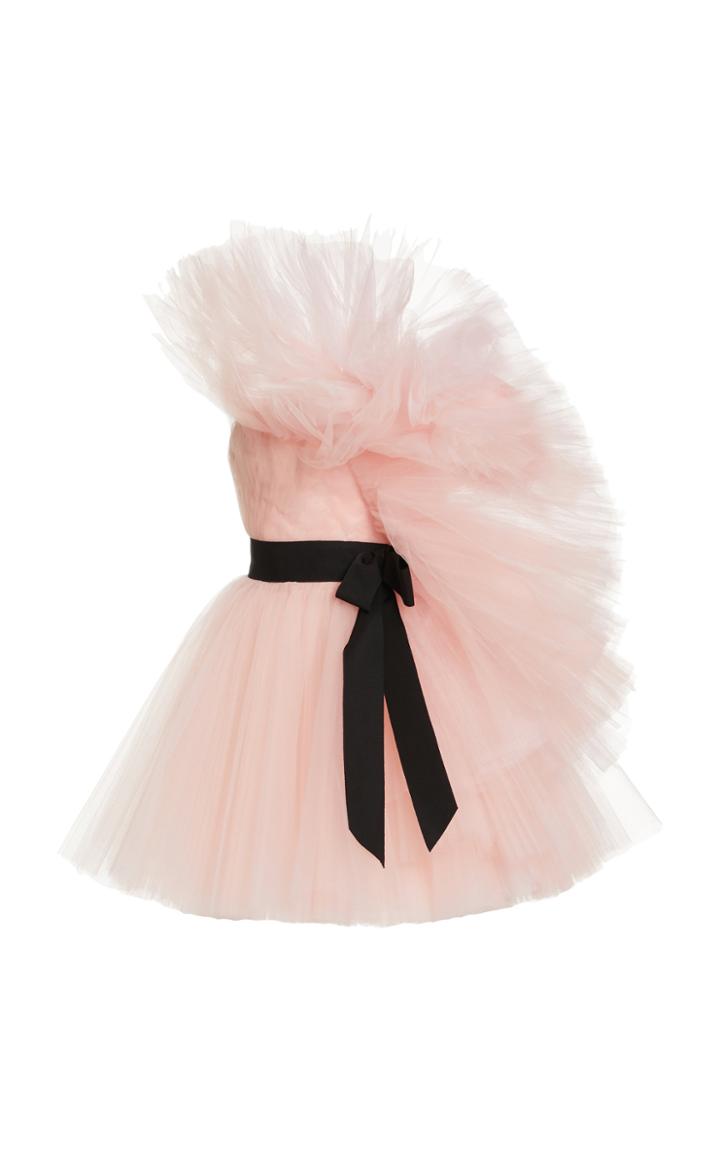 Moda Operandi Carolina Herrera Pleated Tulle Side Drape Mini Dress
