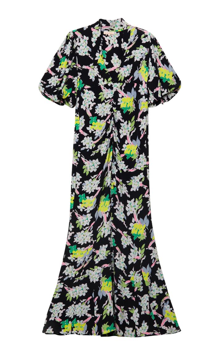 Moda Operandi Bytimo Ruched Floral Georgette Maxi Dress