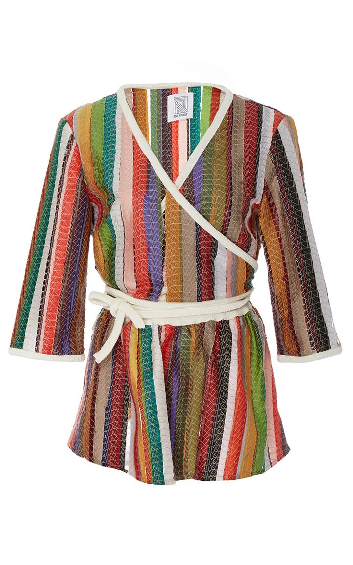 Rosie Assoulin Wrap Top With Ribbed Trim