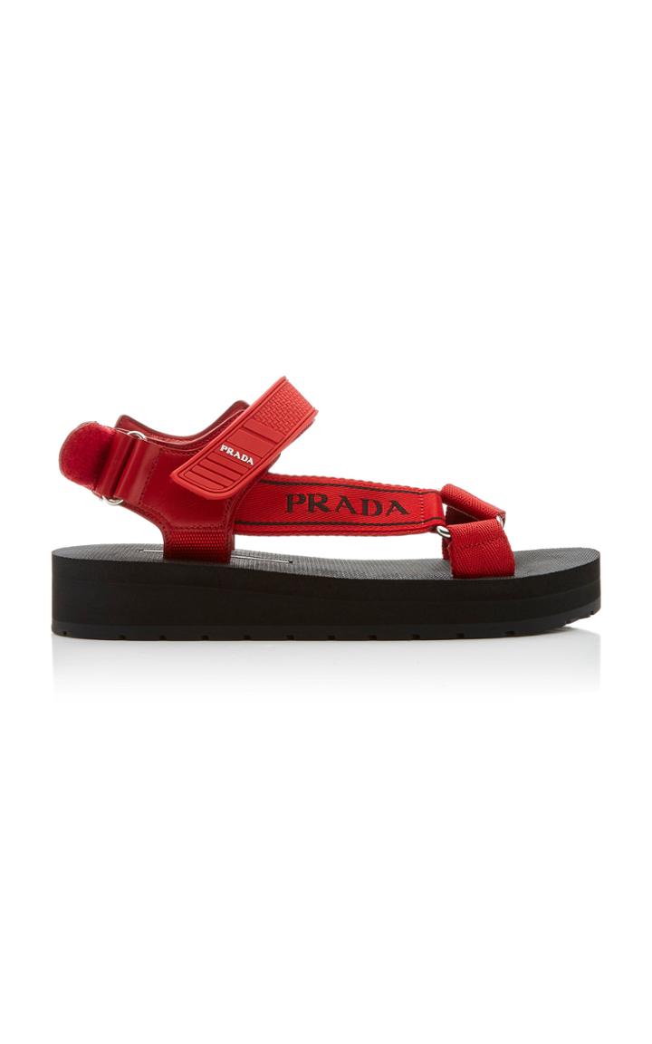 Prada Canvas-jacquard And Rubber Sandals