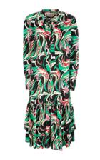 La Doublej Good Witch Tie-front Tiered-hem Midi Dress