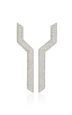Ralph Masri Phoenician Script Diamond And 18k White Gold Earrings