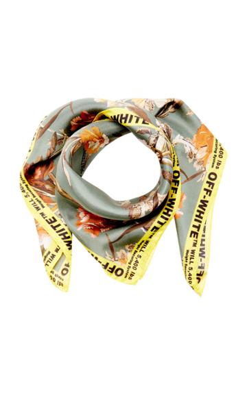 Moda Operandi Off-white C/o Virgil Abloh Logo-trimmed Floral-print Silk Scarf