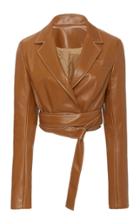 Olenich Belted Eco Leather Cropped Jacket