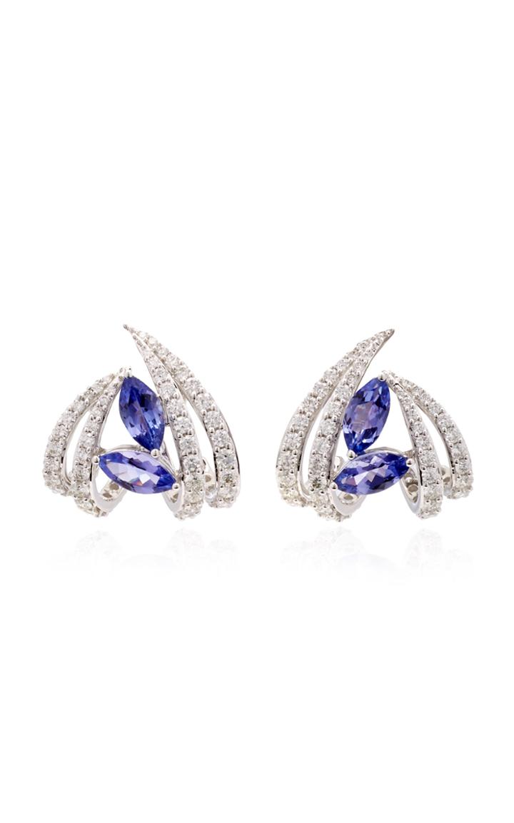 Hueb Exclusive 18k White Gold Tanzanite And Diamond Earrings