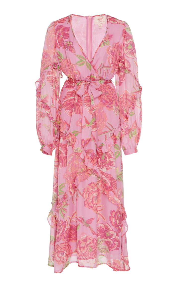 Moda Operandi Banjanan Silk Ruffled Maxi Rose Dress Size: Xs