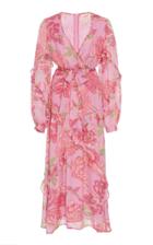 Moda Operandi Banjanan Silk Ruffled Maxi Rose Dress Size: Xs