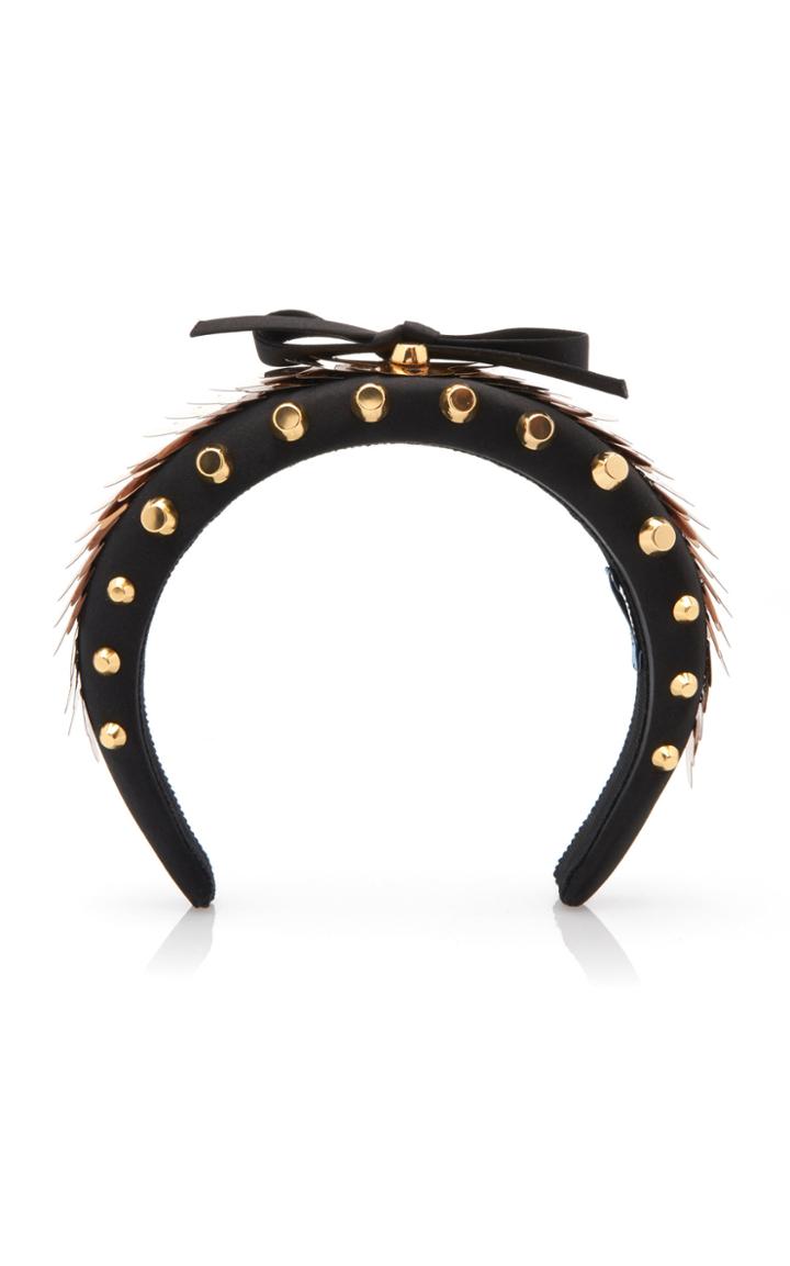 Prada Bow-detailed Embellished Satin Headband