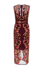 Lela Rose Pink Vine Embroidered Tulle Sheath Dress