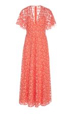 Moda Operandi Lela Rose Floral-embroidered Organza Midi Dress Size: 0