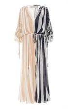 Lee Mathews Oasis Striped Crinkle Silk Dress Size: 0