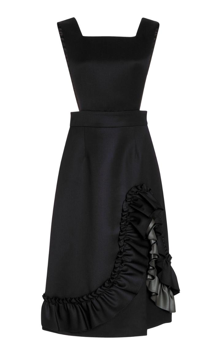 Miu Miu Ruffled Wool Midi Dress