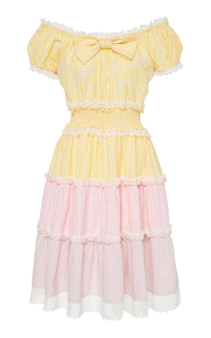 Luisa Beccaria Off-the-shoulder Cotton Blend Dress