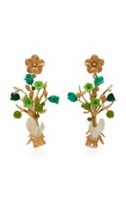 Of Rare Origin Malachite Jade And Mother-of-pearl Blossom Earrings