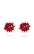 Sabbadini White Gold And Light Sapphire Flower Earrings
