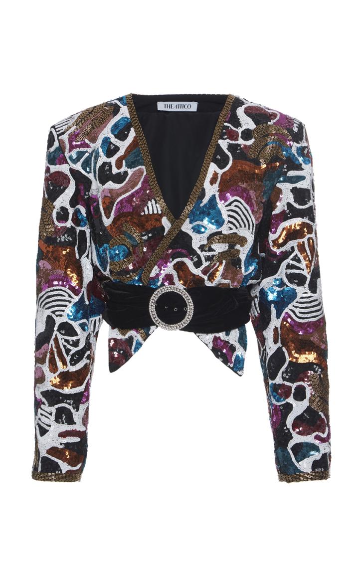 Attico Belted Sequined Cotton Jacket