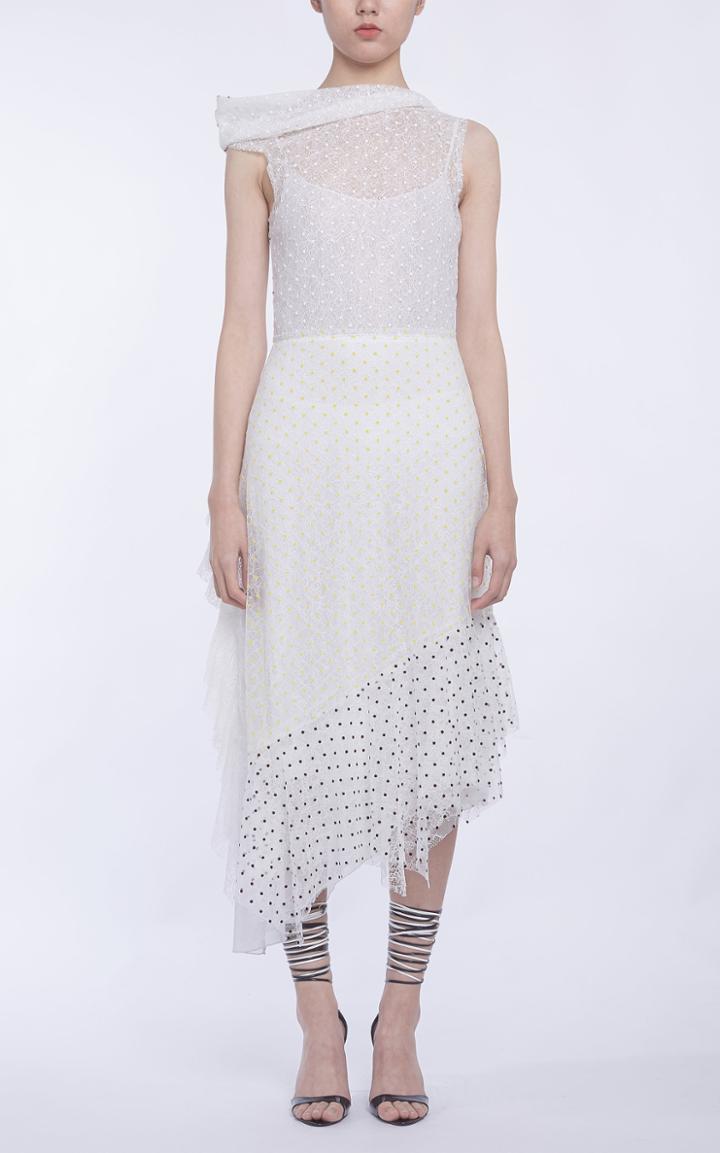 Anas Jourden Duo Lace Off-the-shoulder Midi Dress