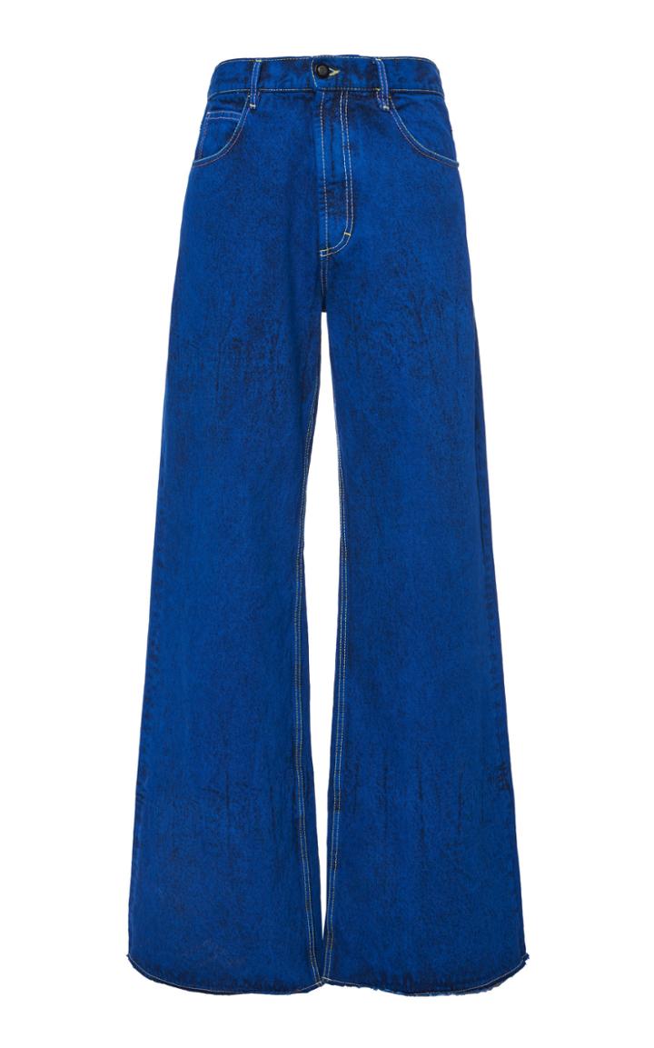 Marni Wide Leg Denim Frayed Pants