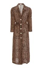 Rixo Sienna Cheetah-print Midi Shirt Dress