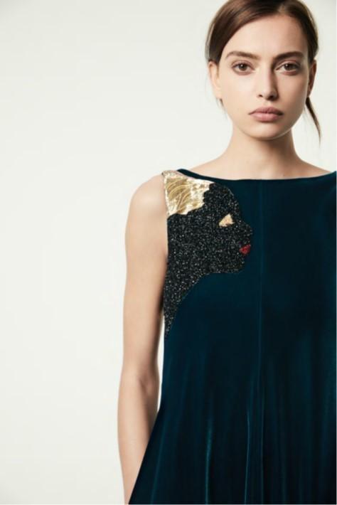 Schiaparelli Silk Velvet Goddess Dress