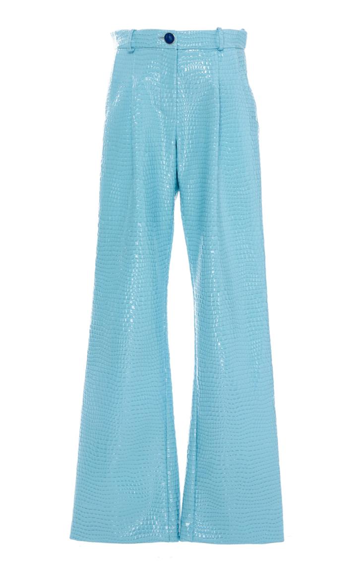 Rowen Rose Wide-leg Embossed-faux-leather Pants