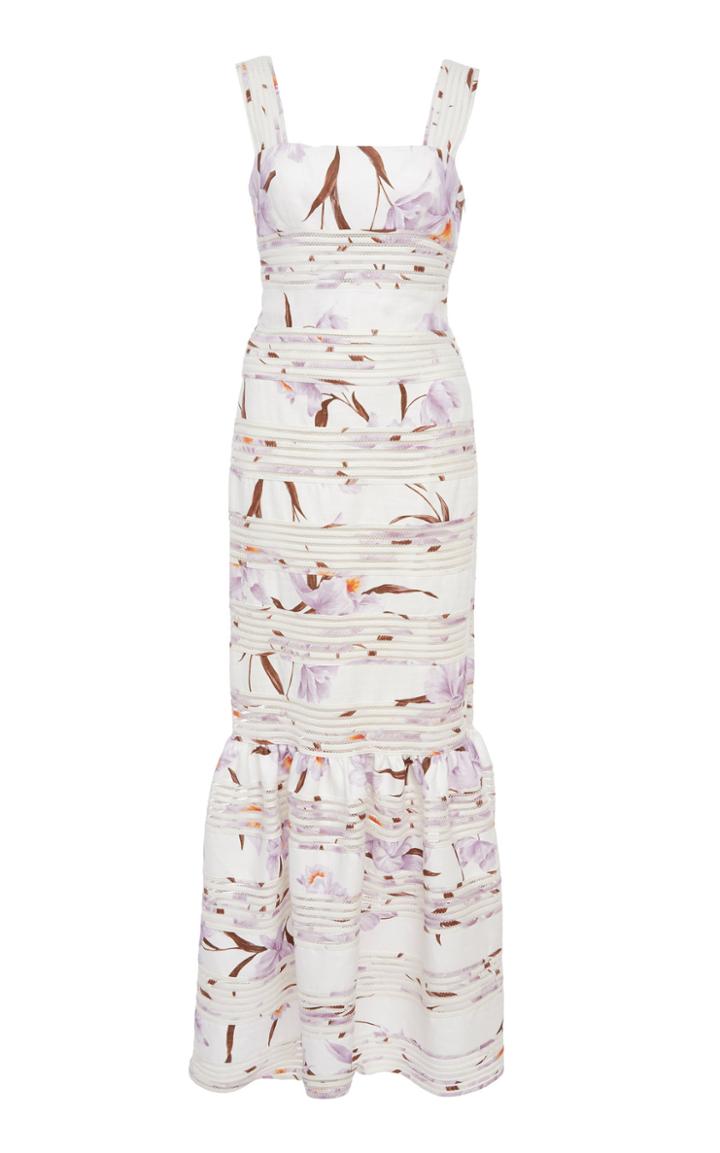 Zimmermann Corsage Linear Floral Midi Dress