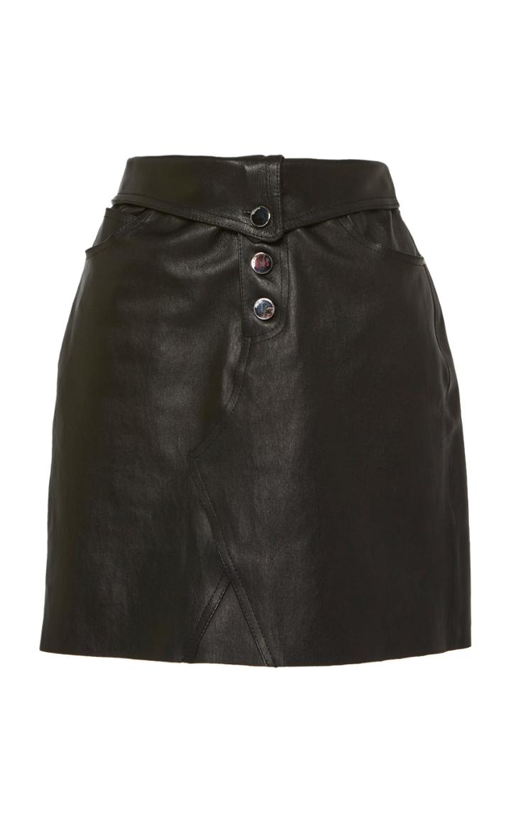 Amiri Fold Over Leather Skirt
