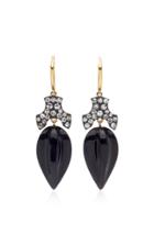 Sylva & Cie Black Jade And Diamond 18k Yellow Gold Acorn Earrings