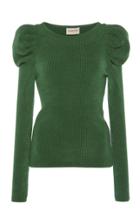 Alexandre Vauthier Puffed Shoulders Ribbed Knit Turtleneck