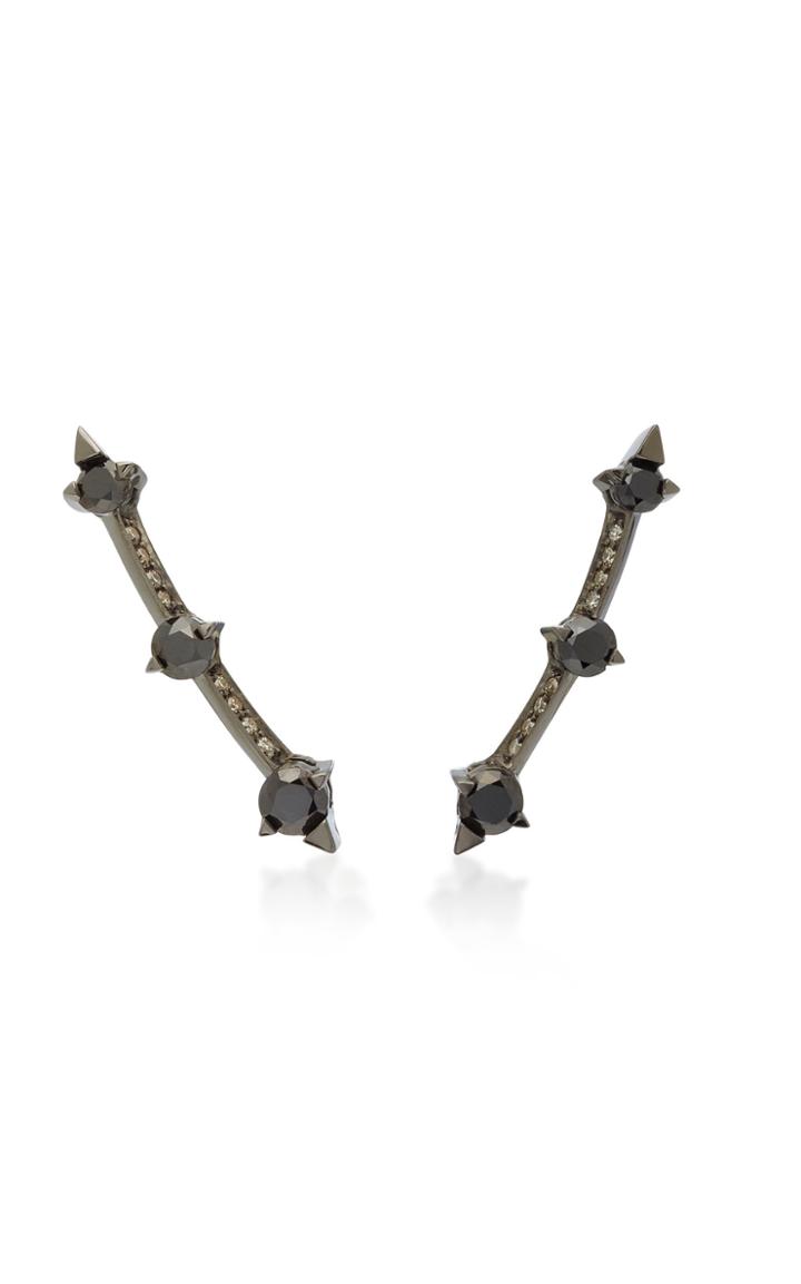 Jack Vartanian Spike Comet Rhodium-plated 18k White Gold And Diamond Earrings