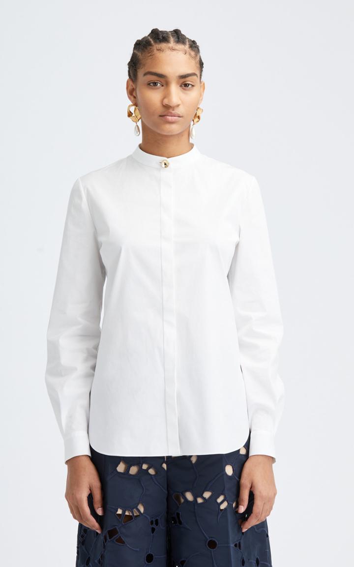 Moda Operandi Oscar De La Renta Long Sleeve Mandarin Collar Shirt