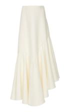 Yeon Demetria Pleated Asymmetric Wool-blend Skirt