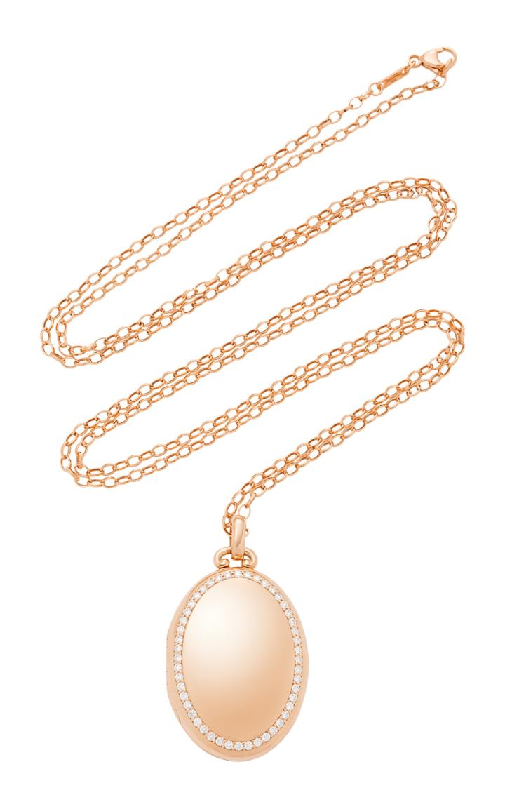 Monica Rich Kosann M'o Exclusive Love 18k Rose Gold And Diamond Premier Four Image Oval Locket On 32 Chain