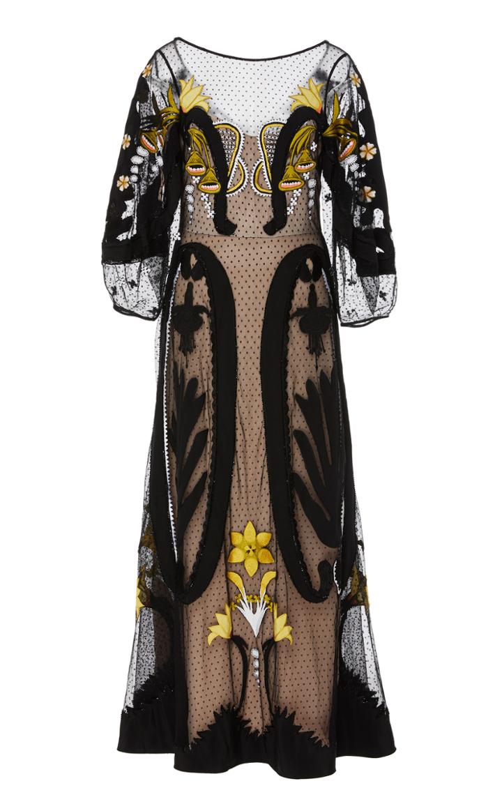 Moda Operandi Temperley London Florette Embroidered Chiffon Dress Size: 6