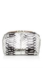 Metalskin Burnished Silver Snakeskin Two Way Zip Pochette