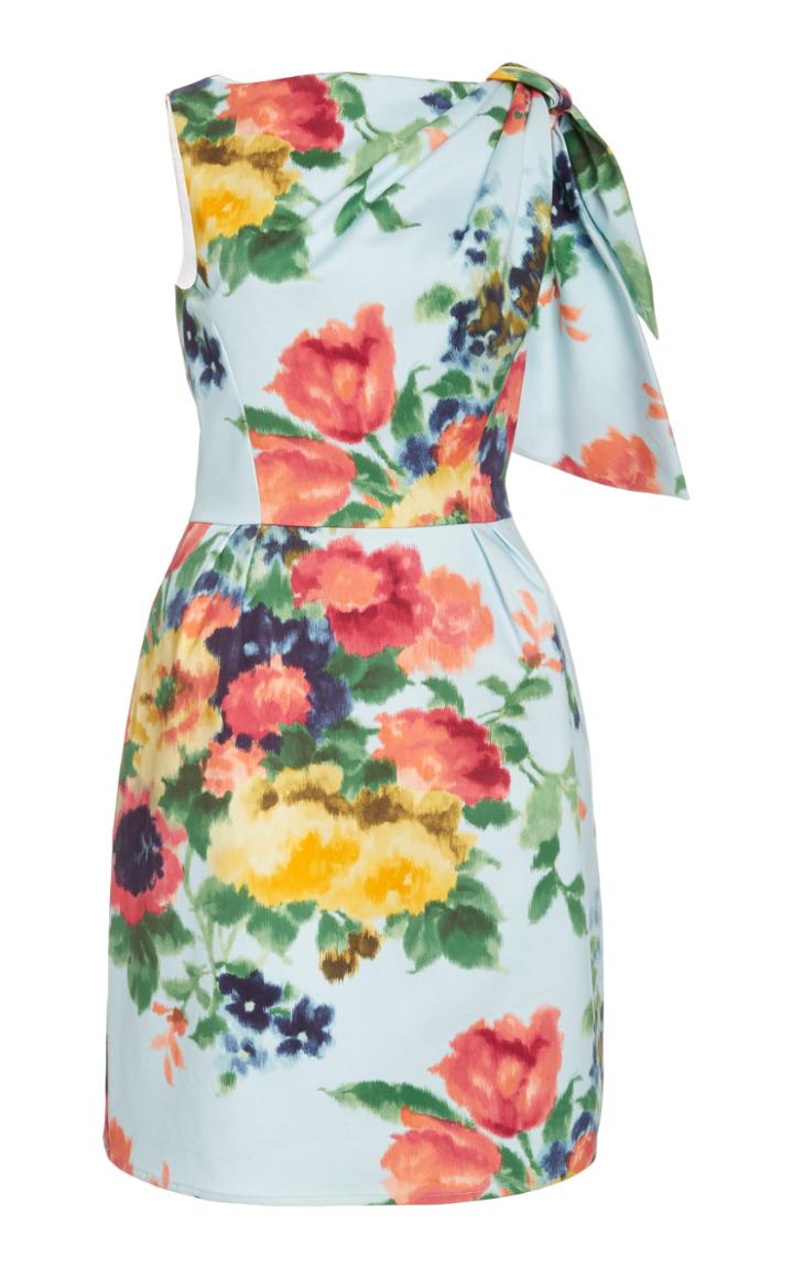 Carolina Herrera Gathered Floral-print Cotton-blend Dress